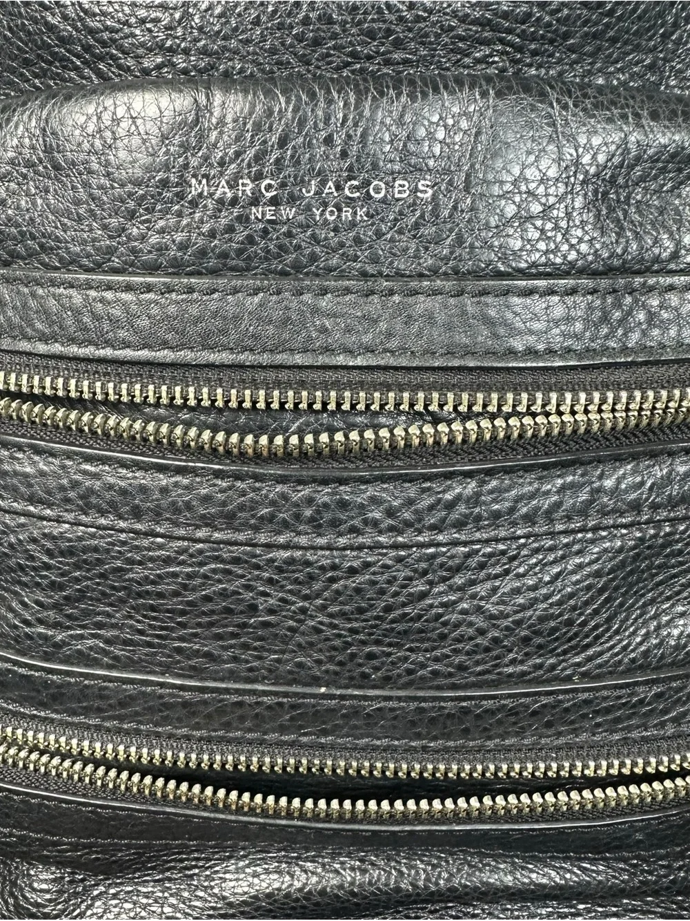 Marc Jacobs Black Leather Backpack Multi Zipper Shoulder Purse Soft Leather 8134